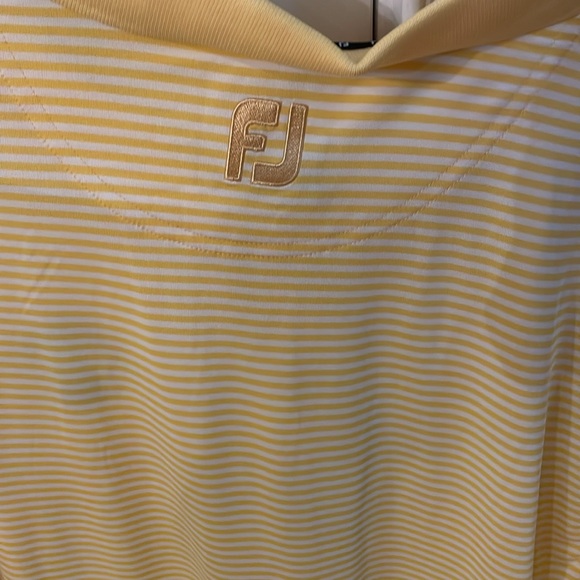 Men’s FootJoy Yellow & White Striped Golf Shirt, Size Medium, NWT - Picture 3 of 8